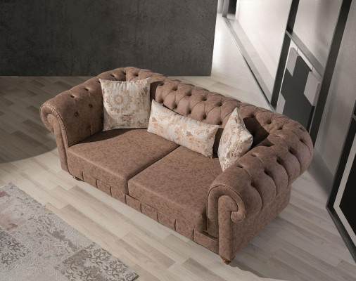 Conjunto de sofás Chesterfield marrón y blanco, diseño de lujo, conjunto de lujo 3+2+1