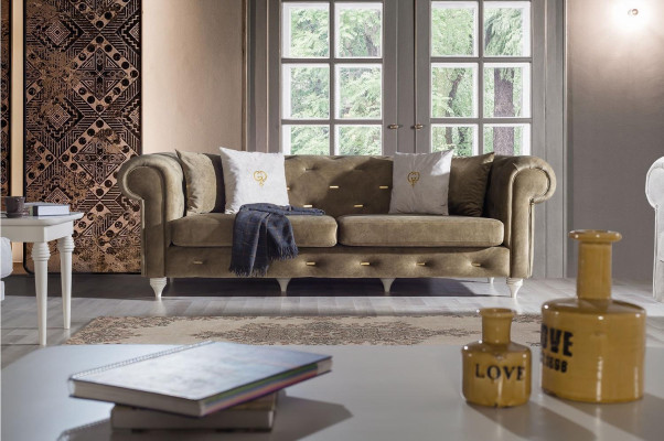 Elegante conjunto de sofás para la sala de estar, de tres plazas, de dos plazas, sillón de lujo y sofá.