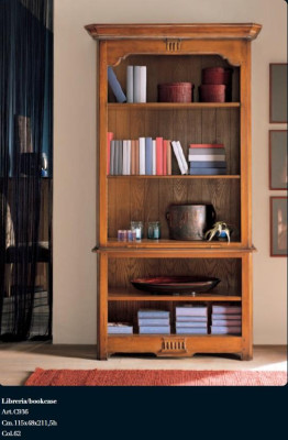 Estante de libros elegante y marrón de oficina con muebles italianos.