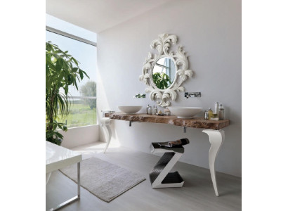 Espejo redondo clásico de diseño, espejo de pared redondo nuevo blanco Italia.