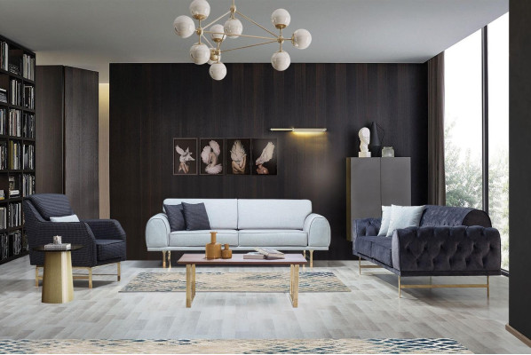 Sillón de tela gris de acero inoxidable de una plaza para sala de estar, sillón con apoyabrazos, nuevo.