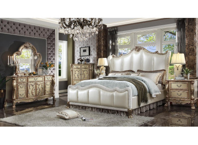 Juego de dormitorio real Cama + 2 mesitas de noche Camas de cuero dobles para hoteles nuevos