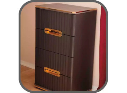 Cómoda con 4 cajones Aparador Marrón Oro Mueble de madera Dormitorio