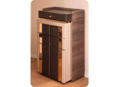 Cómoda de lujo, aparador marrón dorado, armario de madera, cómoda de dormitorio