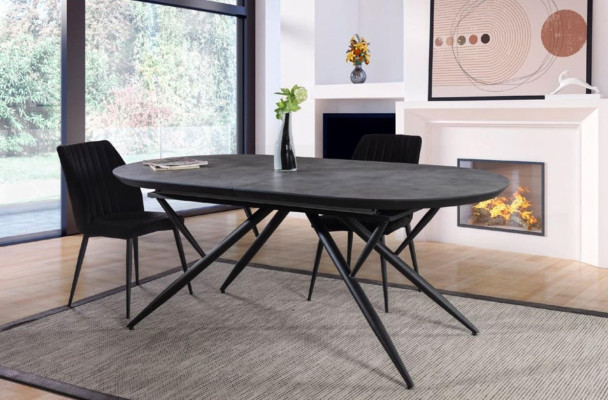 Mesa de comedor ovalada mesa de comedor mesa de cocina extensible de madera gris grande.