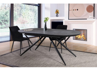 Mesa de comedor ovalada mesa de comedor mesa de cocina extensible de madera gris grande.