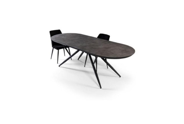 Mesa de comedor ovalada mesa de comedor mesa de cocina extensible de madera gris grande.