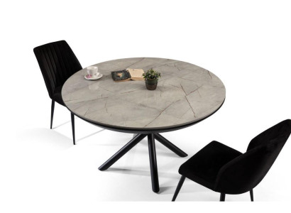 Mesa de comedor extensible redonda de madera gris nueva