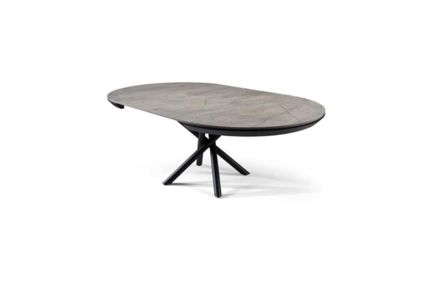 Mesa de comedor extensible redonda de madera gris nueva