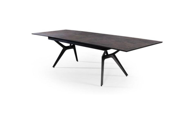 Mesa extensible para comedor, mesa de comedor, mesa de cocina, madera negra, mesa