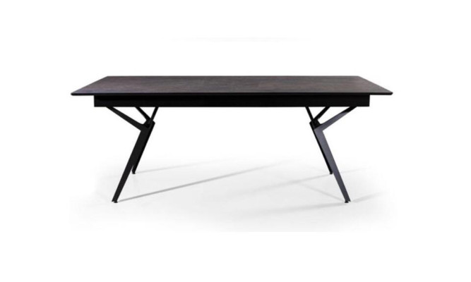 Mesa extensible para comedor, mesa de comedor, mesa de cocina, madera negra, mesa