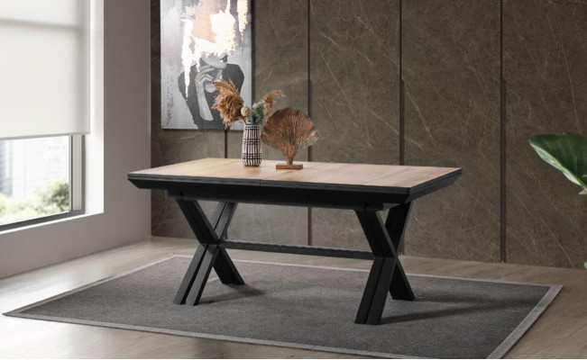 Gran mesa de conferencia Mesa de comedor extensible de madera marrón XXL