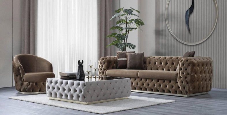 Conjunto de sala de estar de diseñador 3 + 1 asiento Muebles de lujo y modernos conjunto de 2 piezas.