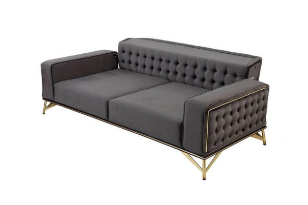 Sofá de diseñador de 3 plazas Chesterfield Sofá Tapizado Sofás de diseño marrón