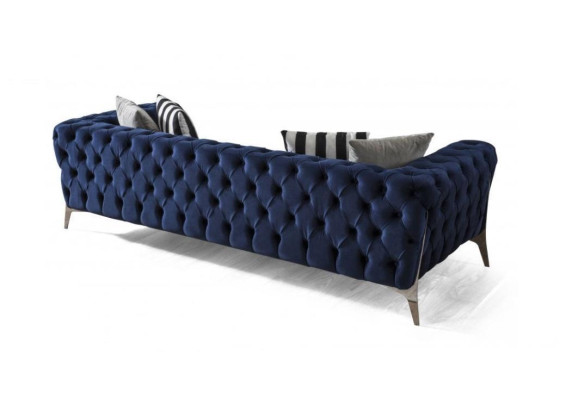 Sofá Chesterfield de 3 plazas en terciopelo azul lujoso Muebles para sala de estar Sofás