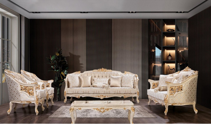 Sofá de lujo Chesterfield Set de sofá 3 + 3 + 1 + 1 Asientos Grupo de diseñadores de 4 piezas. Nuevo