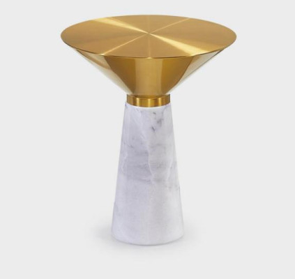 Mesa auxiliar redonda moderna, mesa de café, mesa de centro dorada, mármol.