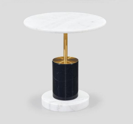 Mesa auxiliar blanca redonda para sala de estar, mesas de centro de estilo de periódicos, mesas de estilo de estantes.