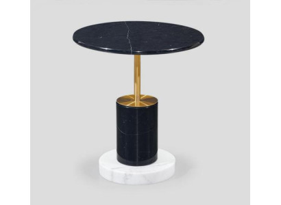Mesa de café redonda negra, elegantes mesas auxiliares de estilo para la sala de estar.