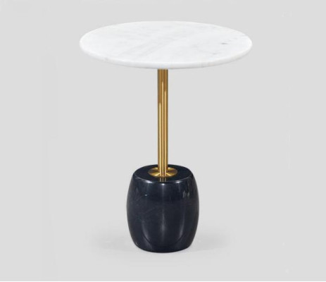 Mesa auxiliar redonda de diseño con tablero de mármol - Mesa de centro de alta calidad.