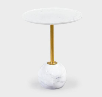Mesa auxiliar blanca Elegante mesa de centro redonda de sala de estar Muebles de mármol