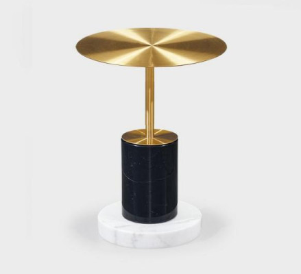 Moderna Mesa Auxiliar de Mármol Dorado para Sala de Estar Mesas Redondas Diseño