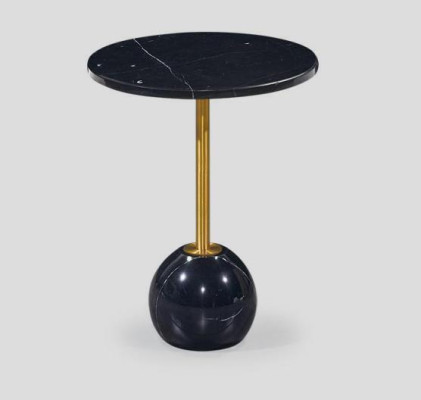 Mesa auxiliar negro y dorado. Mesas de centro de mármol modernas para sala de estar.