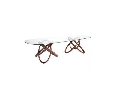 Diseñador Mesa de comedor moderna de lujo Ovalada Mesa de vidrio Muebles de vidrio Nuevo