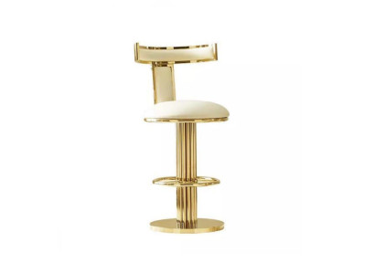 Silla de comedor blanca de diseñador con estructura de acero inoxidable, silla individual de metal.
