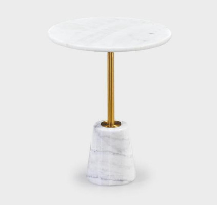 Mesa redonda blanca de mármol con muebles de metal mesas auxiliares mesa de diseñador.