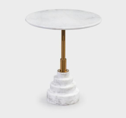 Mesa auxiliar redonda blanca de lujo moderna para sala de estar, nueva.