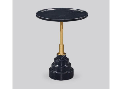 Mesa de centro negra moderna de lujo de mármol mesas auxiliares redondas de sala de estar.