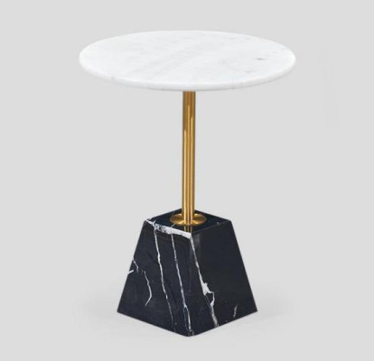 Mesa auxiliar redonda de diseño de lujo de mármol - Muebles elegantes.