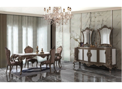 Juego de comedor completo Comedor Mesa de comedor Conjunto de madera de 12 piezas Marrón Aparador