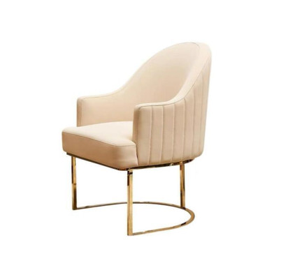 Silla de comedor beige diseñador de una sola plaza tela muebles sillas tapizadas