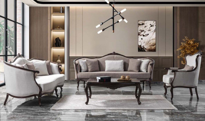 Conjunto de sofás de tres plazas sillón tela Sofá Set gris sofá acolchado sofá
