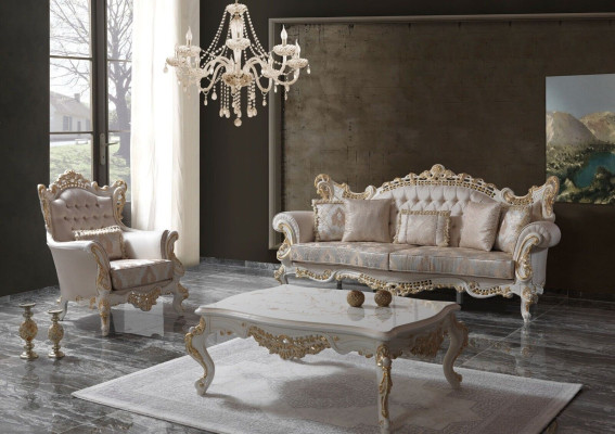 Conjunto de sofás de lujo, conjunto completo de sofás de tela beige.