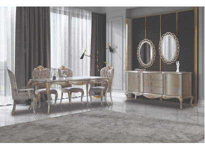 Conjunto completo de comedor Mesa Aparador Comedor Mesa de comedor Madera Juego de 12 piezas Beige