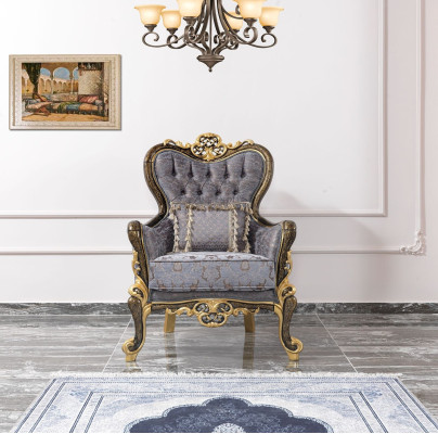 Chesterfield conjunto de sofás, sofá tapizado, sofá azul de tres plazas y sillón.