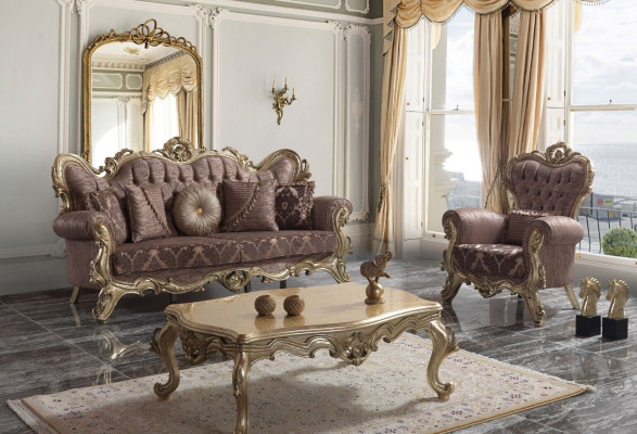 Sofá de tela Chesterfield morado, conjunto de 3+1