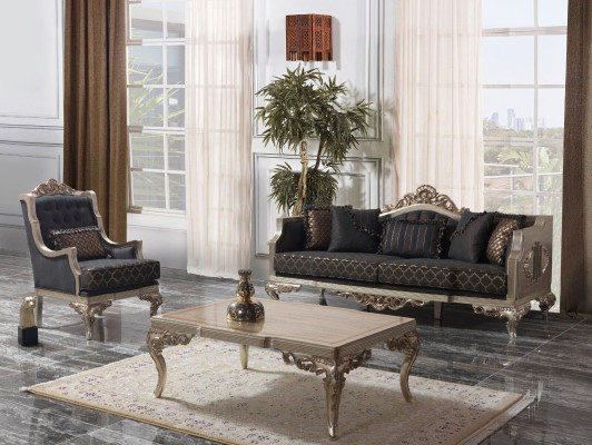 Sofá conjunto sala de estar sofá Chesterfield set gris tela.