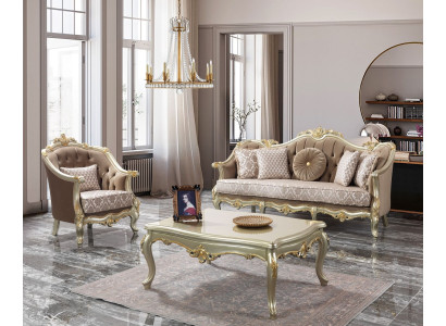 Sofá de tela Conjunto de sofá Tapizado Sofá beige Chesterfield Set