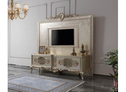 Mueble para TV de madera dorada Lowboard, aparador de sala de estar.