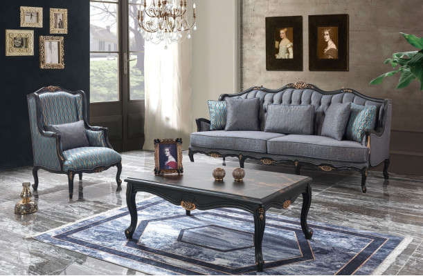 Sofá Juego de sofá Sofá Telas de sofá Sofá tapizado Gris Chesterfield Set