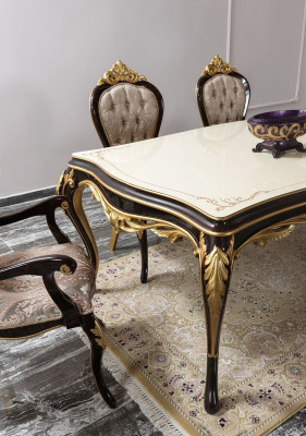 Grupo de comedor rincón de comedor comedor mesa de comedor sillas madera 9 piezas marrón barroco