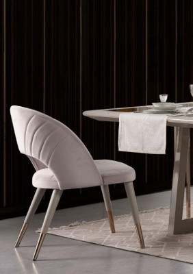 Comedor de lujo, conjunto de comedor, comedor, mesa de comedor, sillas, beige, juego de madera de 8 piezas.