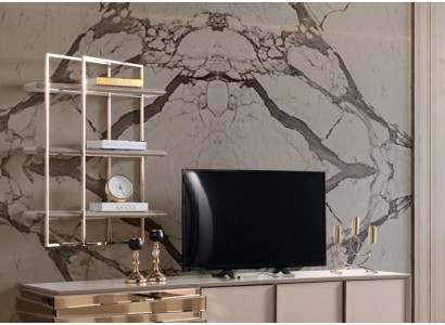 RTV Bajo Marrón TV Soporte Aparador Beige Oro Set de Sala de Estar Estantes Nuevo