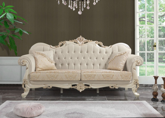 Sofá de tres plazas Sofá de 3 plazas Sofá tapizado de tela en beige Chesterfield