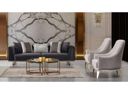 Grupo sofá sofás de tres plazas sillón moderno azul conjunto de 3 piezas