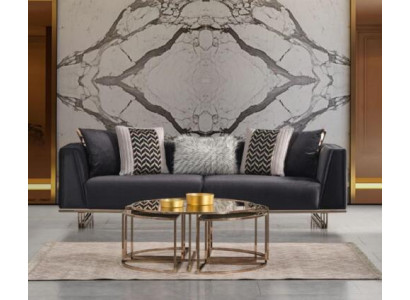 Sofá de tres plazas Sofá tapizado moderno Sofás azules Sofá de tela de madera de tela